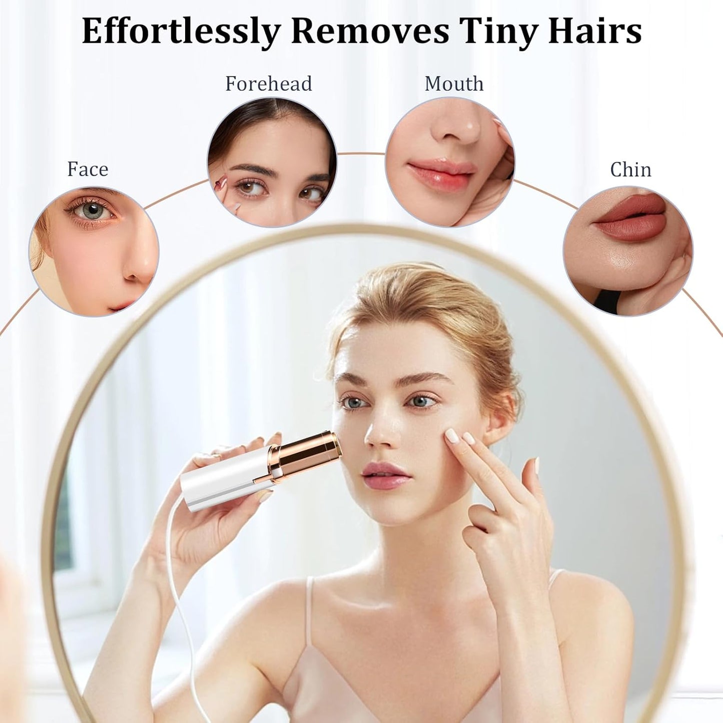 Facial Hair Removal for Women, Electric Painless Rechargeable Facial Hair Remover for Face, Lip, Chin