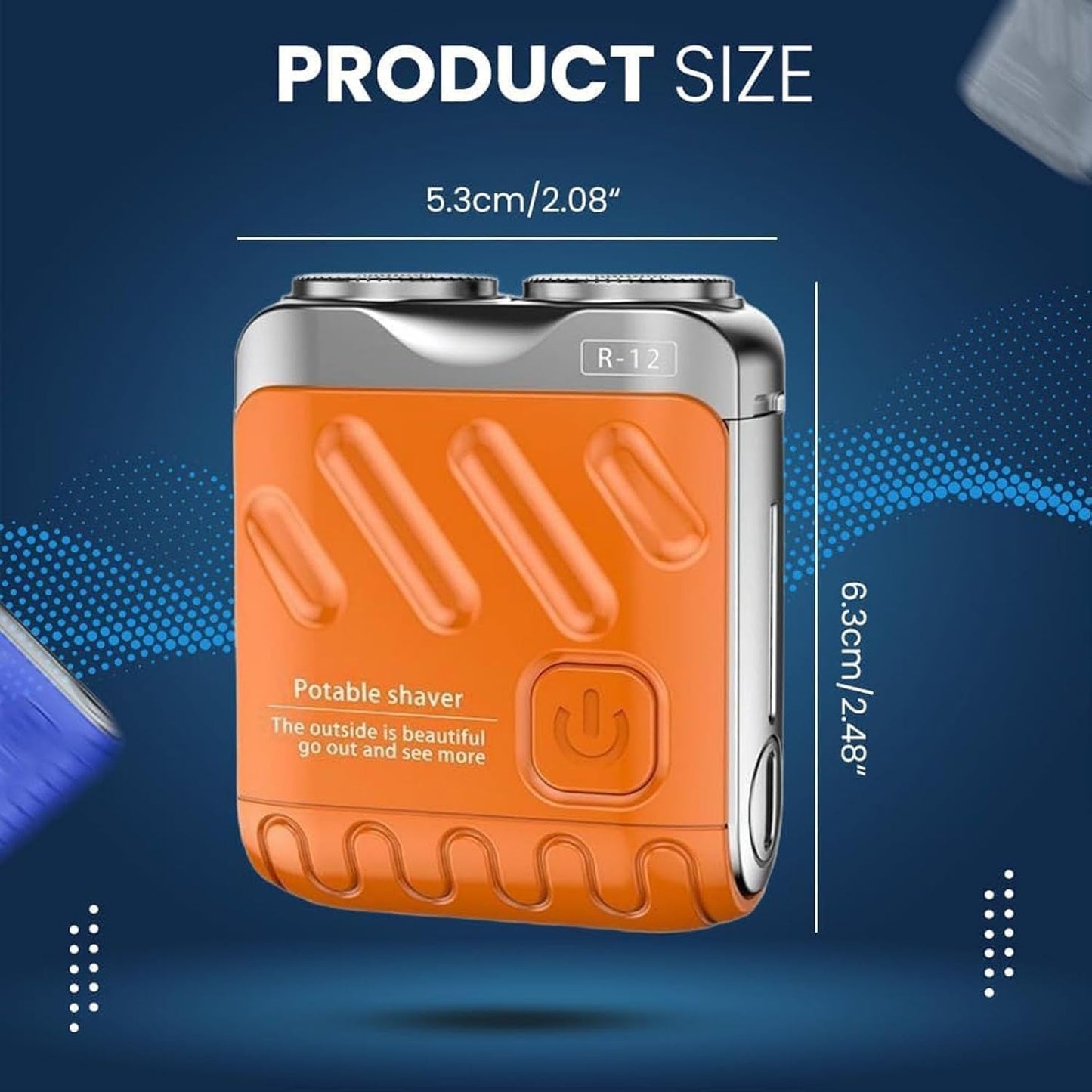 R-2 Luggage Electric Shaver, Mini Portable Beard Shaver, Suitcase Design, USB Rechargeable One-Button Long Lasting for Home Travel (A-Orange)