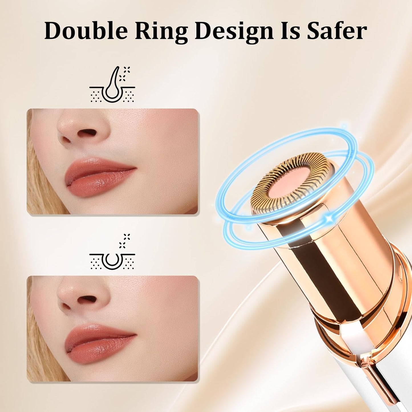 Facial Hair Removal for Women, Electric Painless Rechargeable Facial Hair Remover for Face, Lip, Chin