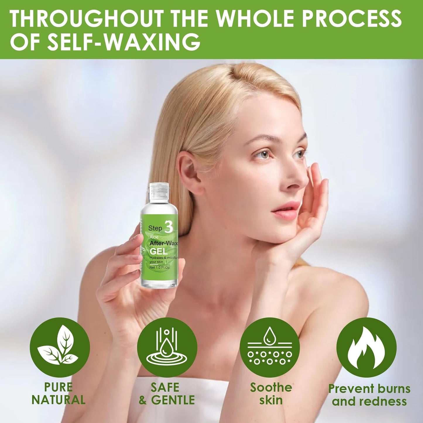Mini Pre Wax Spray and after Wax Spray, Triple-Bottle Set after Wax Care with Pre Wax Cleanser, Wax Remover Oil and Skin Soother Organic Aloe Vera Gel for Sensitive Skin