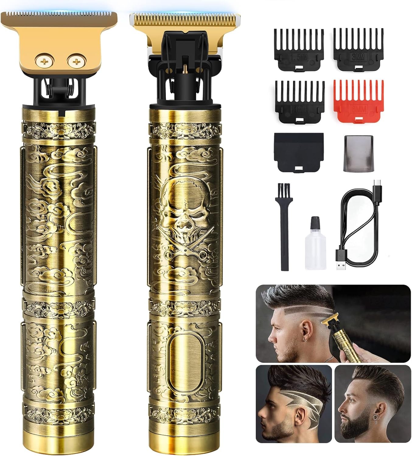 Professional Hair Trimmer for Men, Beard Trimmer Hair Clippers for Men, Cordless Rechargeable Hair Trimmer Metal Body Cutting Grooming Kit,Beard Shaver Barbershop