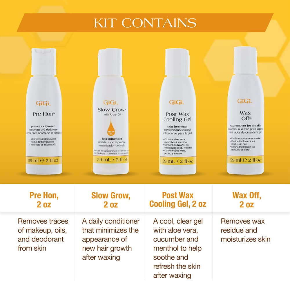 Post Waxing Essentials Kit, Pre & Post Wax Care Set Waxing Treatments, Skin Prep & Aftercare for Smooth Hair Removal, 2 Oz Each