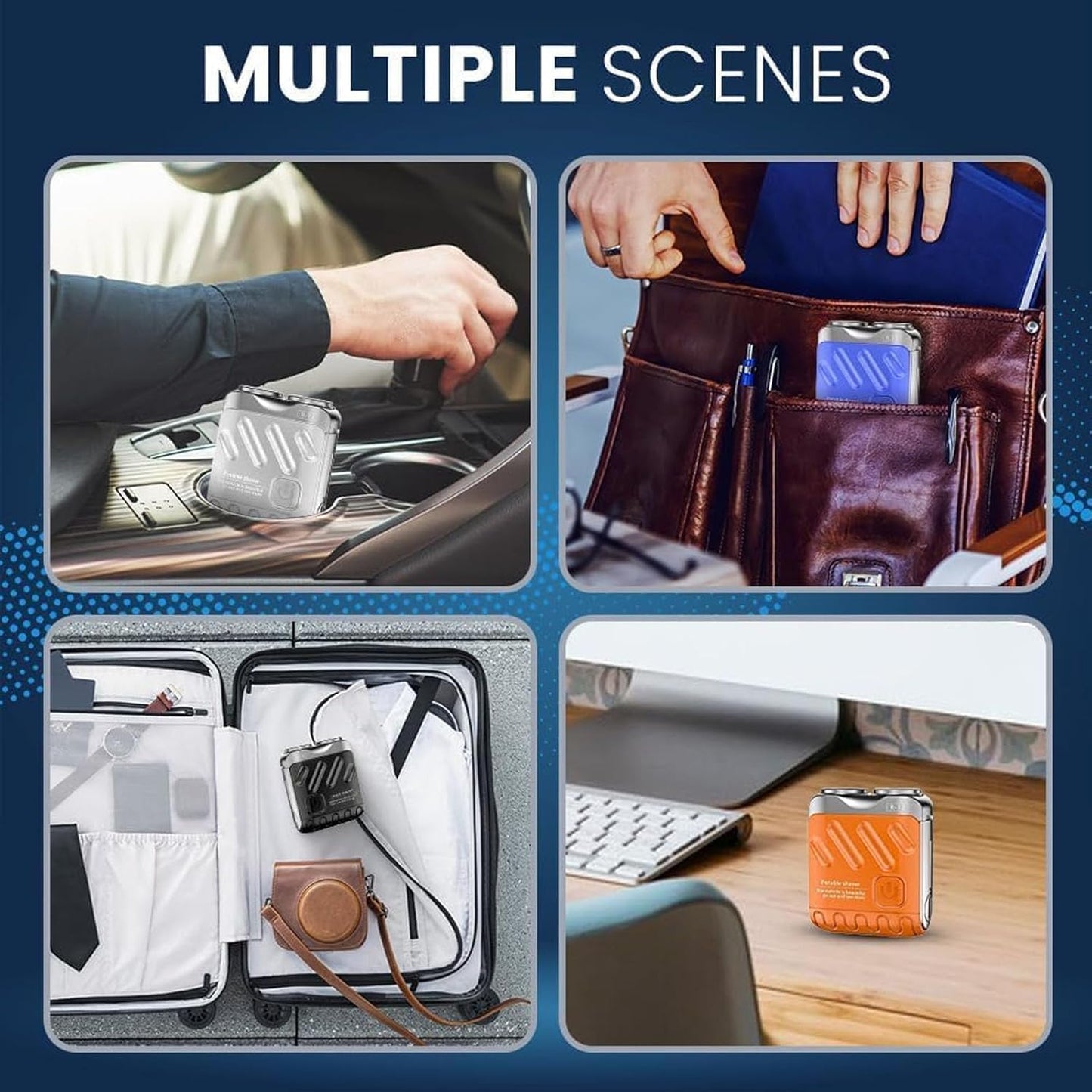 R-2 Luggage Electric Shaver, Mini Portable Beard Shaver, Suitcase Design, USB Rechargeable One-Button Long Lasting for Home Travel (A-Orange)