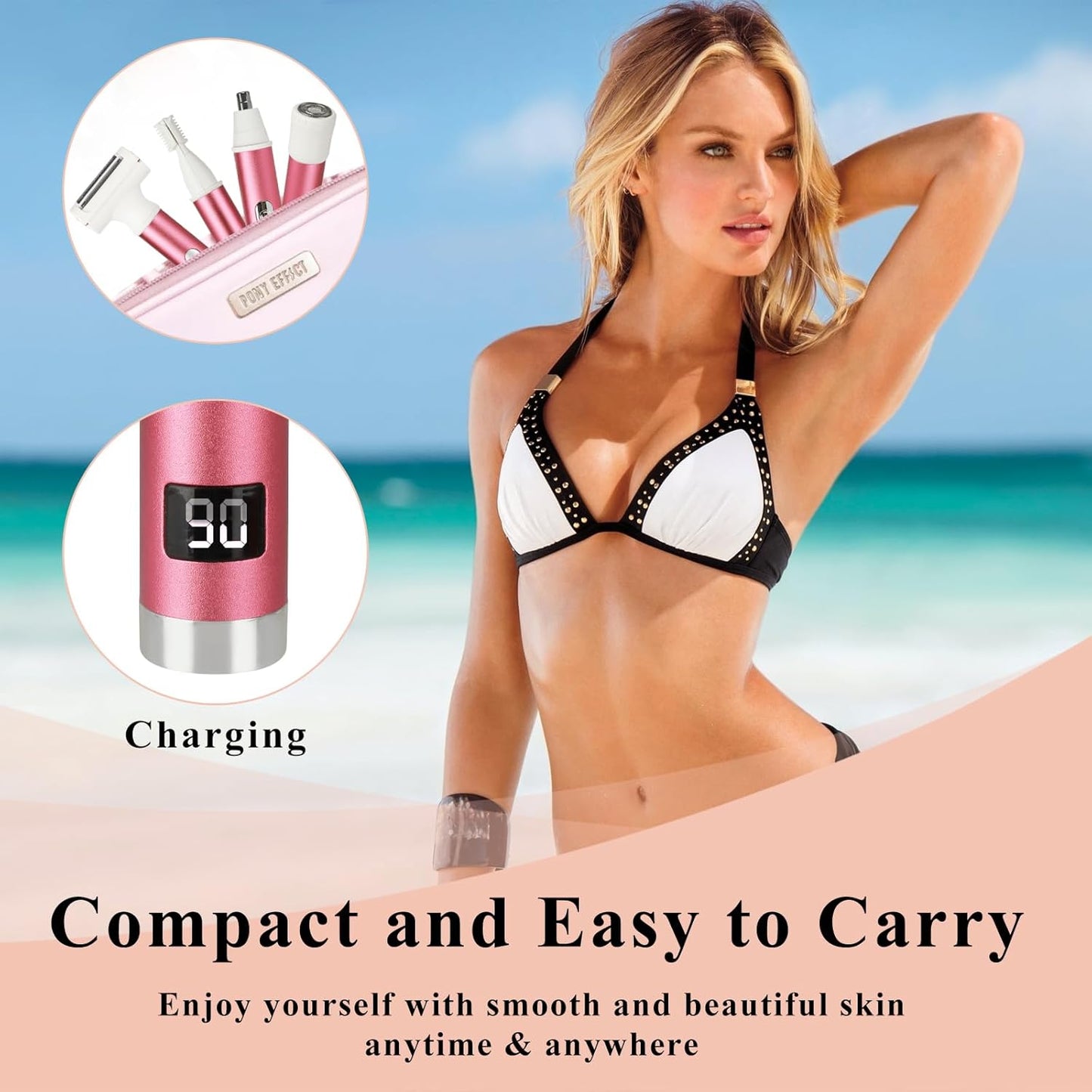 Electric Shaver for Women Men,Wet & Dry Cordless Electric Razor with 4 Accessories,Rechargeable Beauty Lady Led Display Facial Hair Remover,Smooth & Silky Bikini Trimmer for Body (Purple)