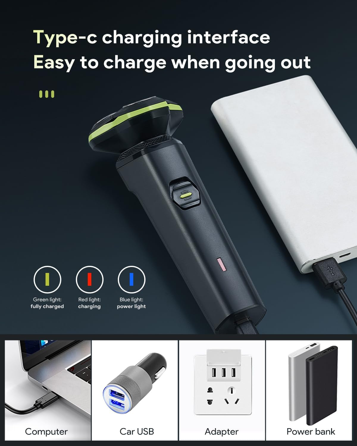 Electric Razor for Men - Electric Shavers for Men with Magnetic Detachable Head, 3D Floating Head, Ideal for Travel, Office, and Business Trips