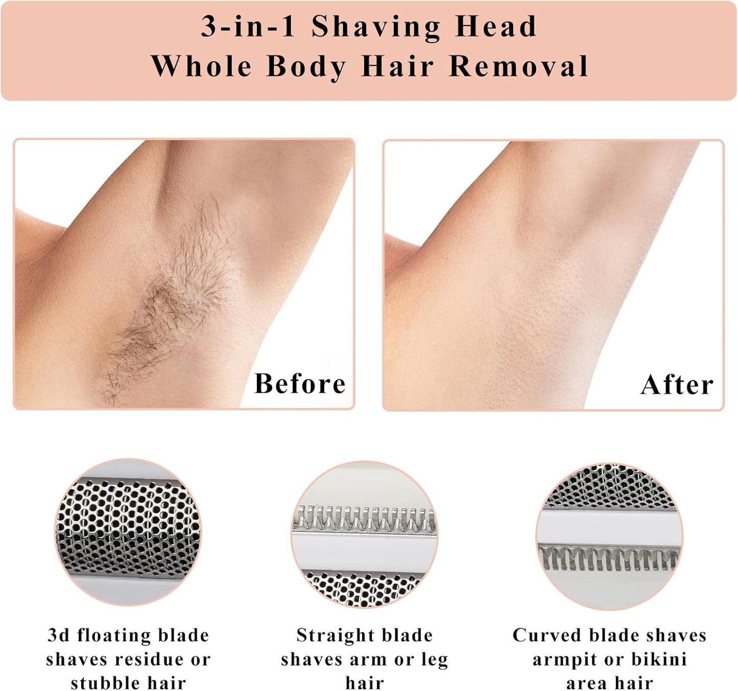 Electric Shaver for Women Men,Wet & Dry Cordless Electric Razor with 4 Accessories,Rechargeable Beauty Lady Led Display Facial Hair Remover,Smooth & Silky Bikini Trimmer for Body (Purple)