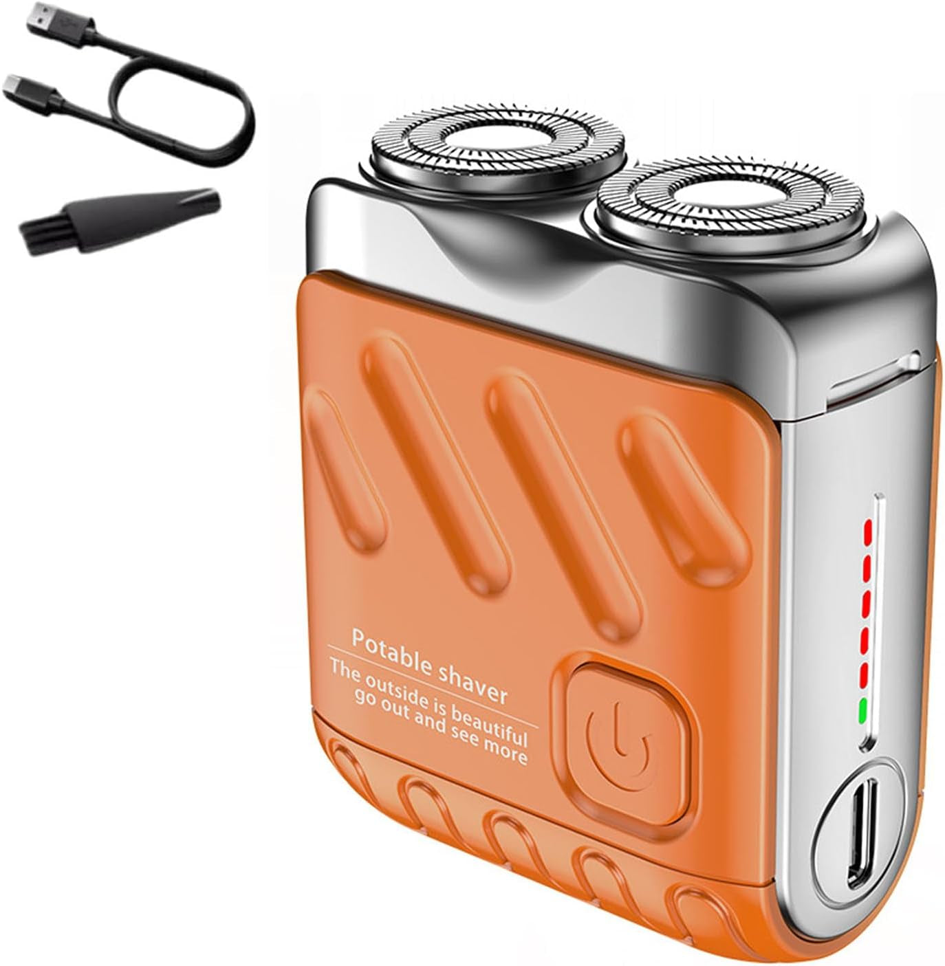 R-2 Luggage Electric Shaver, Mini Portable Beard Shaver, Suitcase Design, USB Rechargeable One-Button Long Lasting for Home Travel (A-Orange)