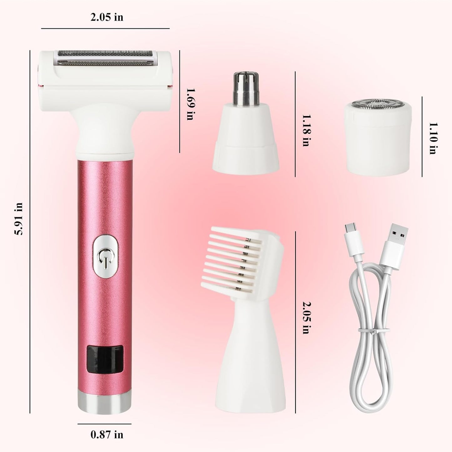 Electric Shaver for Women Men,Wet & Dry Cordless Electric Razor with 4 Accessories,Rechargeable Beauty Lady Led Display Facial Hair Remover,Smooth & Silky Bikini Trimmer for Body (Purple)
