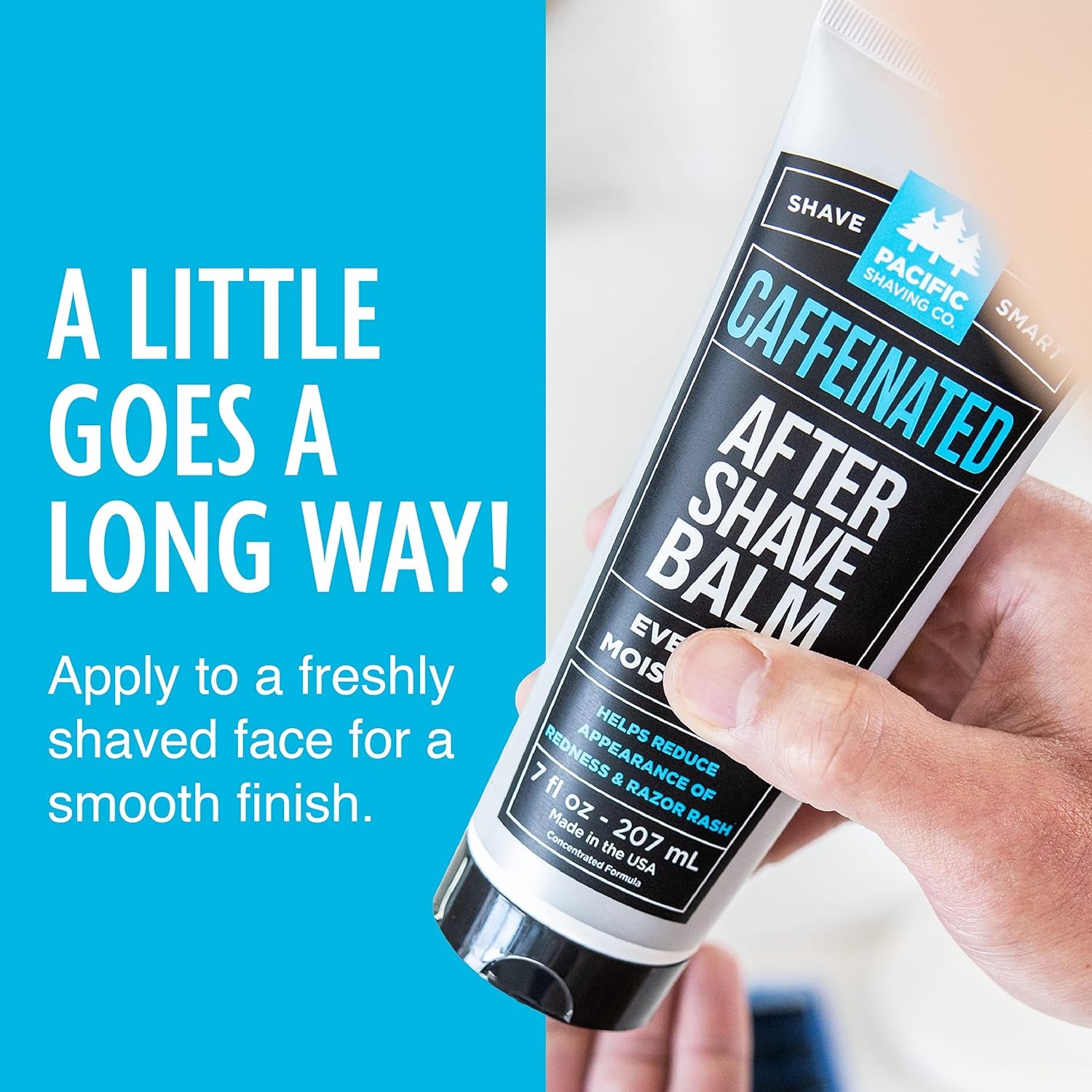 Caffeinated Aftershave, Men'S Grooming Product - Antioxidant Daily Face Lotion + after Shave - Soothing Aloe & Spearmint Post Shave Balm for Sensitive Skin (3.4 Oz)