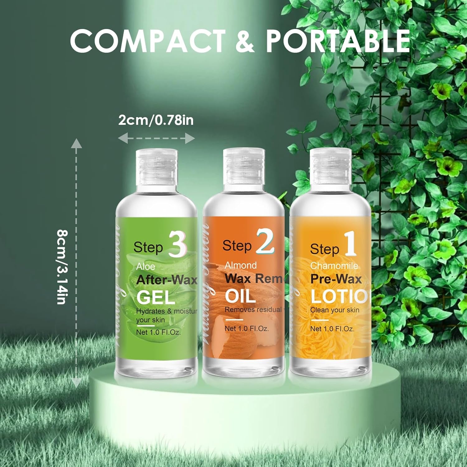 Mini Pre Wax Spray and after Wax Spray, Triple-Bottle Set after Wax Care with Pre Wax Cleanser, Wax Remover Oil and Skin Soother Organic Aloe Vera Gel for Sensitive Skin